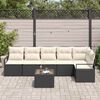 vidaXL Sofa S&aelig;t med pude 7 pcs Sort polyrattan