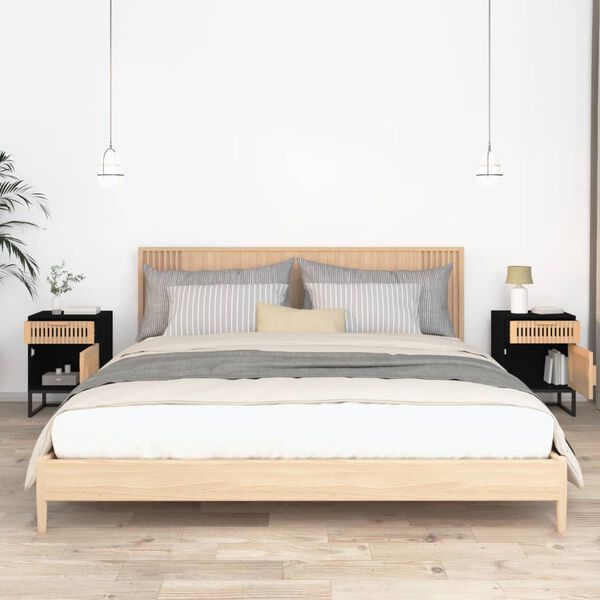 vidaXL sengeborde 2 stk. 40x30x55,5 cm konstrueret træ og jern sort