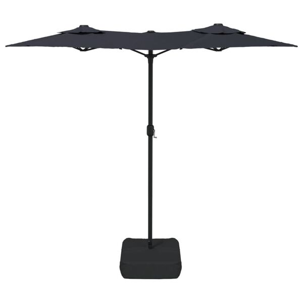 vidaXL parasol m. dobbelt parasoldug 316x145 cm sort