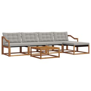 vidaXL Udend&oslash;rs sofagruppe med pude 6 pcs Naturlig og Lys Gr&aring;