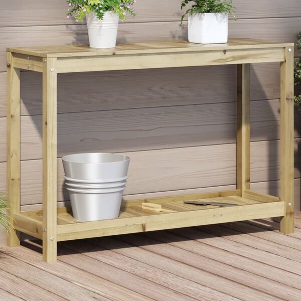 vidaXL plantebord med hylde 108x35x75 cm impr&aelig;gneret fyrretr&aelig;