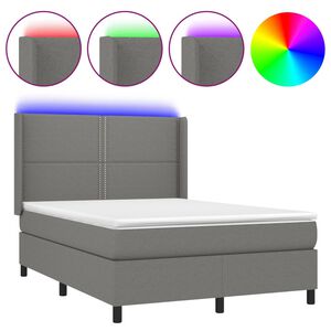 vidaXL kontinentalseng med LED-lys 140x190 cm stof m&oslash;rkegr&aring;