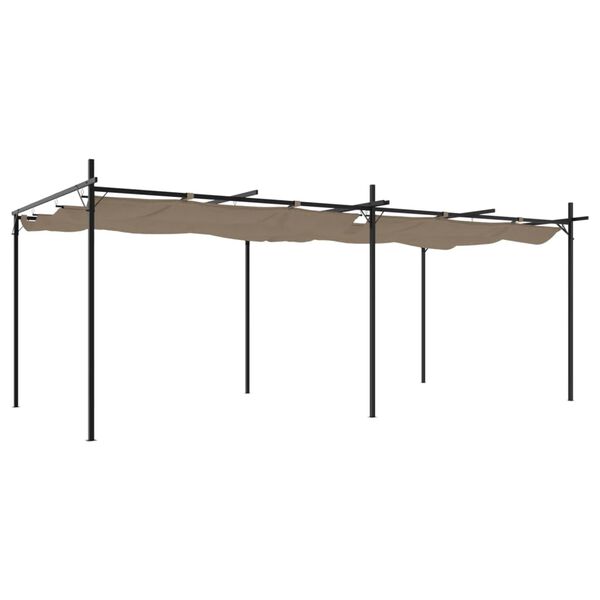 vidaXL pergola med sammenrulleligt tag 589x292x230 cm gråbrun