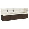 vidaXL 4-personers havesofa med hynder polyrattan brun