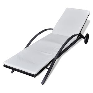 vidaXL liggestol med hynde & hjul polyrattan sort