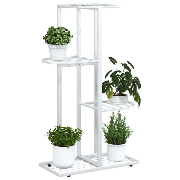 vidaXL blomsterstativ i 4 niveauer 43x22x76 cm metal hvid