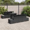vidaXL Sofa S&aelig;t med pude 7 pcs Sort polyrattan
