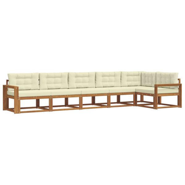 vidaXL Udend&oslash;rs sofagruppe med pude 6 pcs Naturlig og Fl&oslash;de