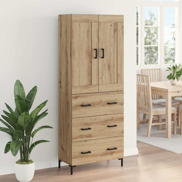 vidaXL Highboard med skuffe 2 pcs Artisan Egetr&aelig; Konstrueret tr&aelig;