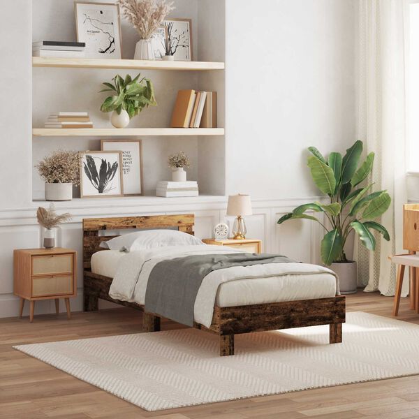 vidaXL Sengestel Gammelt tr&aelig; 90 x 200 cm Konstrueret tr&aelig;