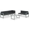vidaXL lounges&aelig;t 3 dele med hynder aluminium sort