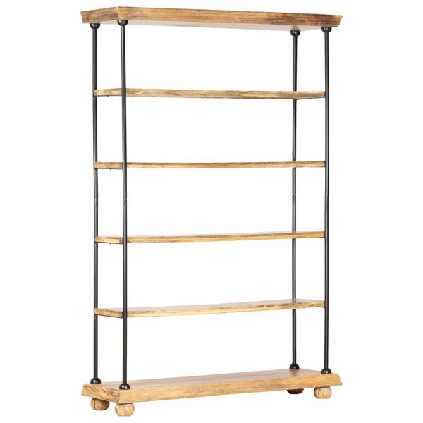 vidaXL bogreol med 5 hylder 120 x 35 x 180 cm massivt mangotræ og stål