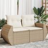 vidaXL 2-personers havesofa med hynder polyrattan beige