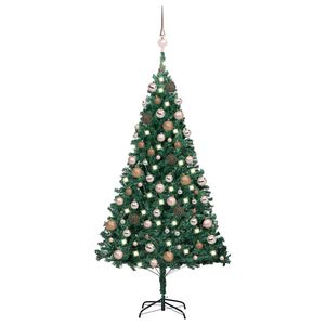 vidaXL kunstigt juletr&aelig; med lys og kugles&aelig;t 120 cm PVC gr&oslash;n