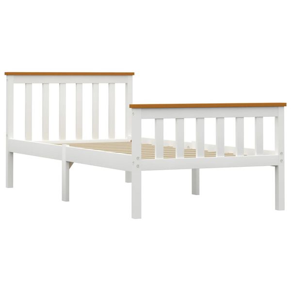 vidaXL Sengeramme uden madras massivt fyrretræ 100x200 cm hvid