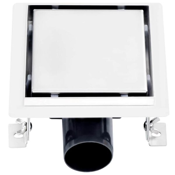 vidaXL gulvafl&oslash;b med 2-i-1 d&aelig;ksel 15x15 cm rustfrit st&aring;l