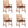 vidaXL havestole 4 stk. med hynder massivt akacietr&aelig;