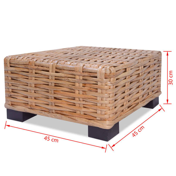 vidaXL sofabord i naturrattan 45 x 45 x 30 cm
