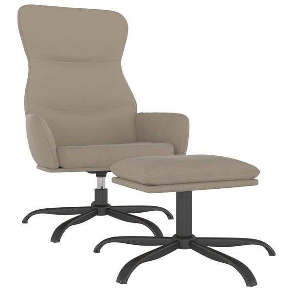 vidaXL l&aelig;nestol med skammel mikrofiberstof lysegr&aring;