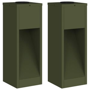 vidaXL Solar Led Sti Lys 2 pcs Oliven grøn Koldvalset Stål