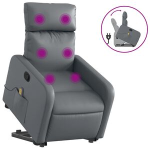 vidaXL l&oslash;ftestol med massagefunktion kunstl&aelig;der gr&aring;