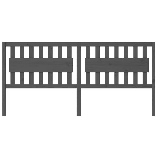 vidaXL sengegærde 205,5x4x100 cm massivt fyrretræ grå