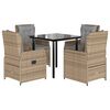 vidaXL spisebordss&aelig;t til haven 5 dele med hynder polyrattan beige