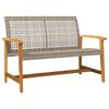 vidaXL haveb&aelig;nk 112 cm polyrattan og akacietr&aelig; gr&aring;