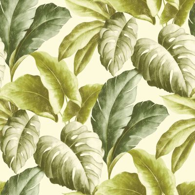 DUTCH WALLCOVERINGS tapet tropiske blade grøn og hvid