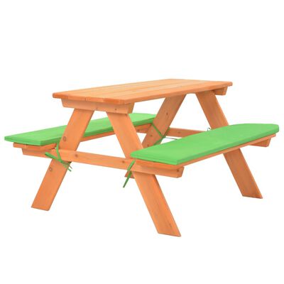 vidaXL picnicbord med bænke til børn 89 x 79 x 50 cm massivt grantræ