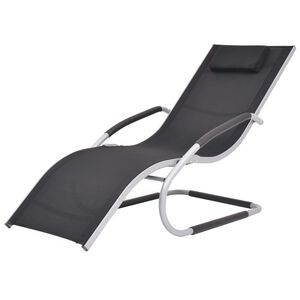 vidaXL liggestol med pude aluminium og textilene sort