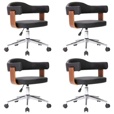 vidaXL drejelige spisebordsstole 4 stk. bøjet træ og kunstlæder sort
