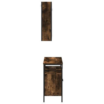 vidaXL møbelsæt til badeværelse 2 dele konstrueret træ røget eg