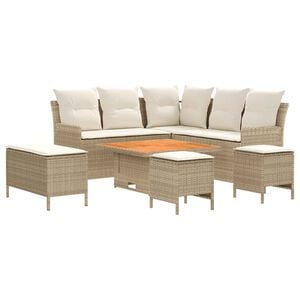 vidaXL M&oslash;bel s&aelig;t 7 stk. Beige og creme PE Rattan