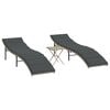 vidaXL liggestole 2 stk. med bord polyrattan lysegr&aring;