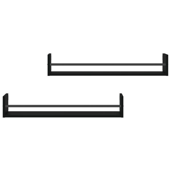 vidaXL v&aelig;ghylder med st&aelig;nger 2 stk. 80x16x14 cm sort