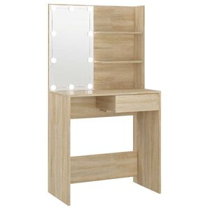 vidaXL makeupbord med LED-lys 74,5x40x141 cm konstrueret tr&aelig; sonoma-eg