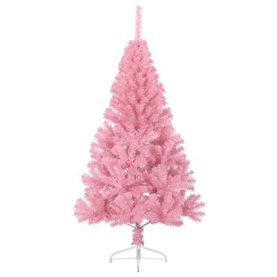 vidaXL kunstigt halvt juletræ med juletræsfod 150 cm PVC pink