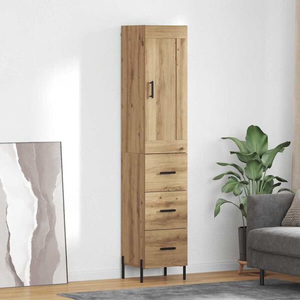 vidaXL Highboard Artisan Egetr&aelig; 34,5 x 34 x 180 cm Konstrueret tr&aelig;