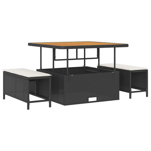 vidaXL Havesofa Sæt 9 pcs Sort polyrattan