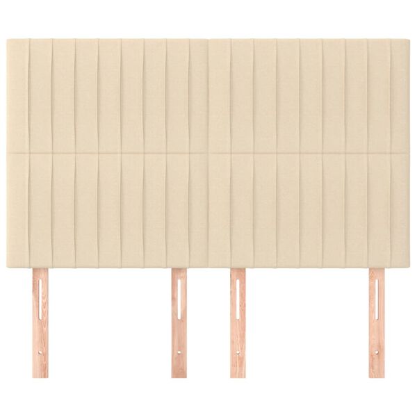 vidaXL sengegavl cremefarvet 144x5x118/128 cm stof