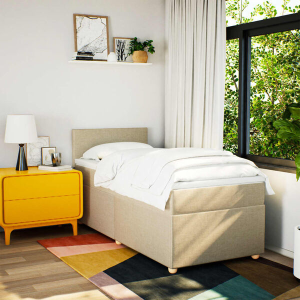 vidaXL kontinentalseng med madras 90x190 cm stof cremefarvet