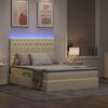 vidaXL Seng med opbevaring og LED med LED Creme 140 x 200 cm Polyester