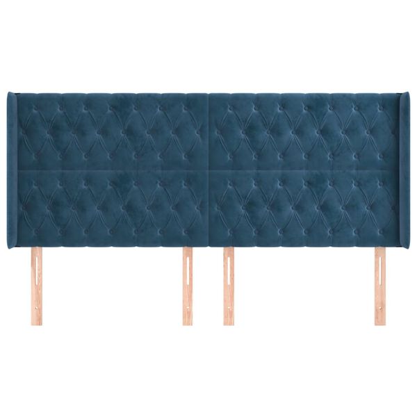 vidaXL sengegavl med kanter 183x16x118/128 cm fl&oslash;jl m&oslash;rkebl&aring;