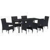 vidaXL Have Spisebordss&aelig;t 7 stk. Sort polyrattan