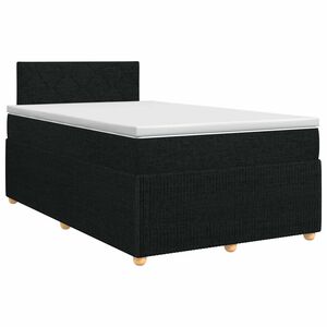vidaXL Boxmadras med topmadras med hovedg&aelig;rde Sort 120 x 200 cm Stof
