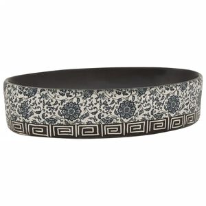 vidaXL h&aring;ndvask til bord 56,5x36,5x13,5 cm oval keramik sort og bl&aring;