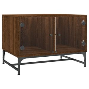 vidaXL sofabord med glasl&aring;ger 68,5x50x50 cm brun egetr&aelig;sfarve