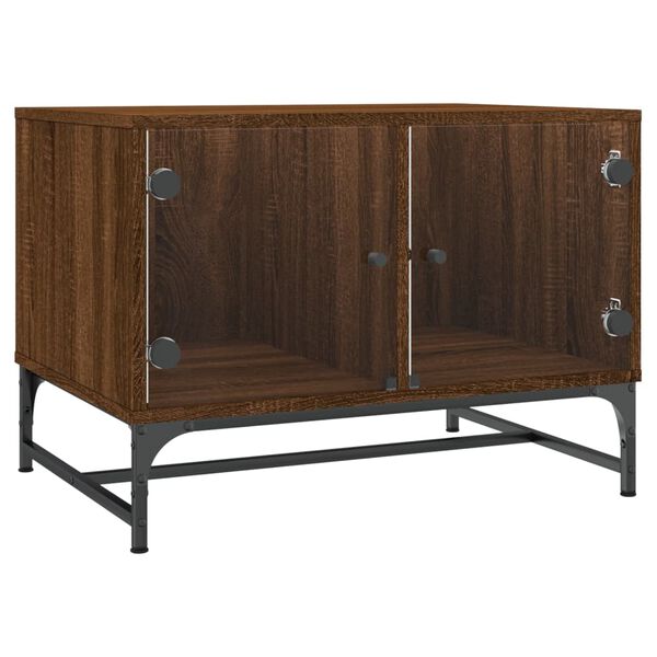 vidaXL sofabord med glasl&aring;ger 68,5x50x50 cm brun egetr&aelig;sfarve