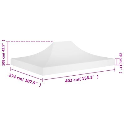 vidaXL tag til festtelt 4x3 m 270 g/m² hvid